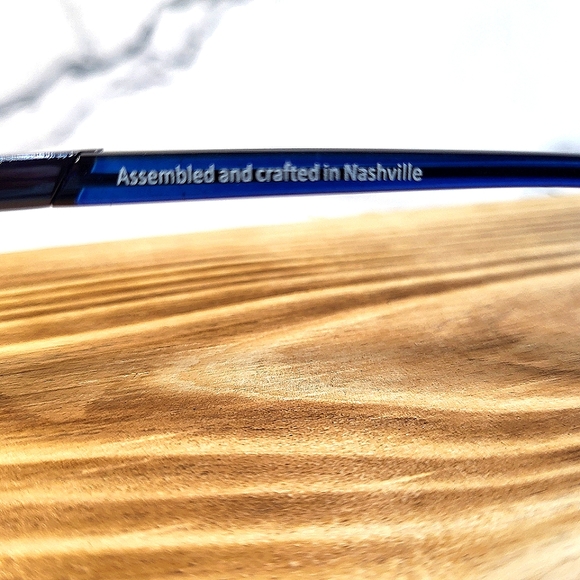 Made in USA Rx'able eyeglass frame BLUE glasses metal full rim men NEW 54-16-135 - Picture 5 of 5